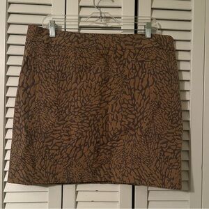 NWOT Loft Brown and Gray Animal Print Mini Skirt Size 14